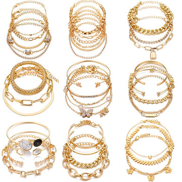 5 Pieces \ Set Fashion New Gold Silver Heart Pendant Anklet Girl Summer Beach Ankle Bracelet  Women Accessories Jewelry Gift daiiibabyyy